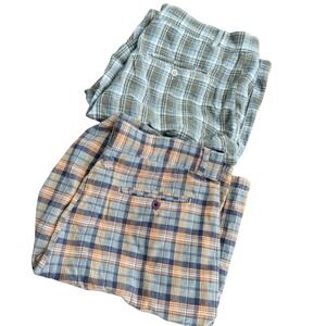 WR GASS Mens Plaid Shorts Size 38 (Fits 34in) Cotton Dry Goods‎ 2 piece bundle